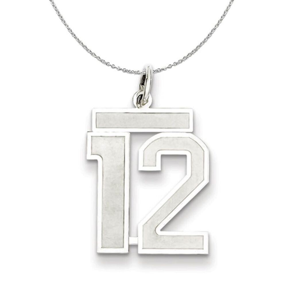 Sterling Silver, Jersey Collection, Medium Number 12 Necklace - 24 In